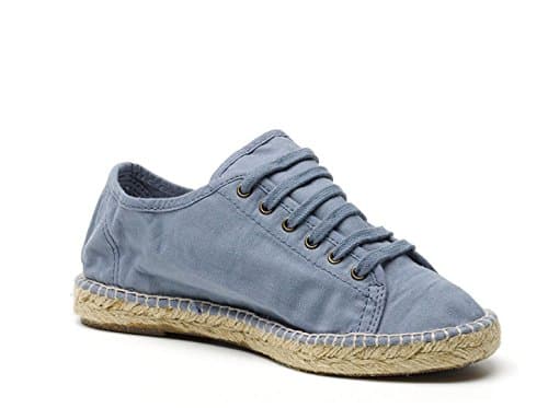 Basket Espadrille Vegan en toile de coton bio Natural World bleu gris