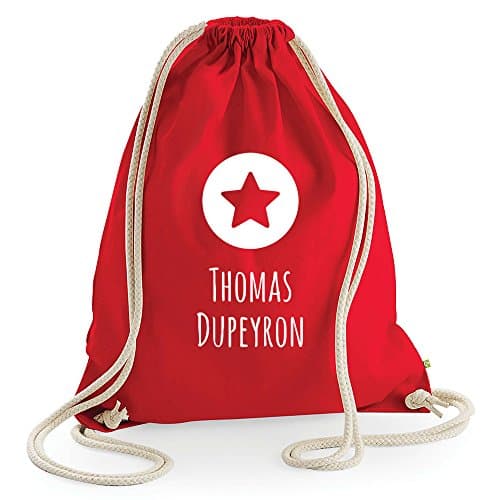 Sac à dos ficelles en toile coton bio personnalisé étoile