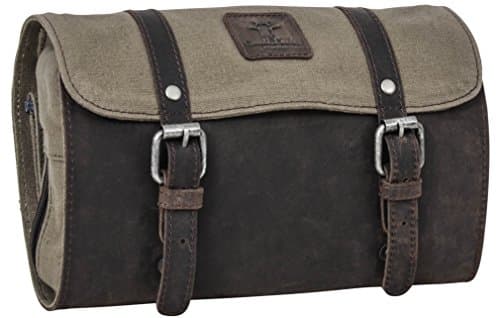 Trousse de toilette en cuir et toile canvas pliable bi-matière de Gusti cuir