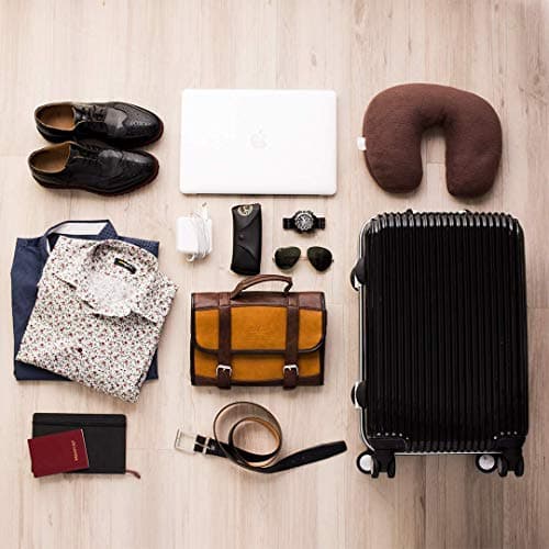 La trousse de toilette homme en toile cognac et en cuir PU qui peut être suspendue  Vetelli