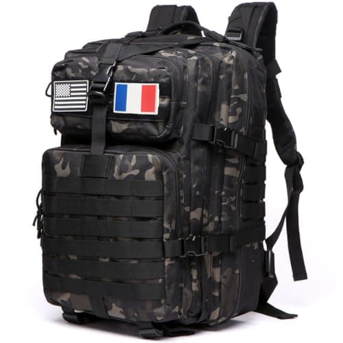 Sac à dos tactique camouflage 50L avec drapeaux patch
