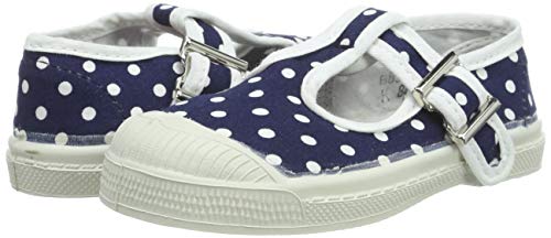 Chaussures en toile Bensimon marine à pois blancs