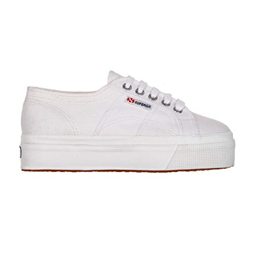 Baskets en toile blanche casual Superga avec extra plate forme