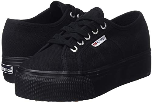 Baskets en toile noire casual Superga avec extra plate forme