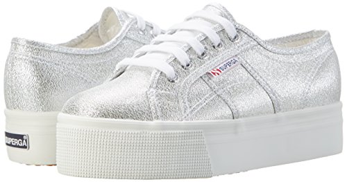 Baskets en toile argent casual et chic Superga avec extra plate forme
