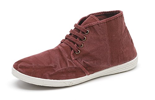 Basket montante Vegan en toile de coton bio Natural World pour homme bordeaux