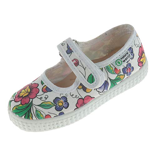 Ballerine vegan en toile de coton bio fleurie pour fille Natural World