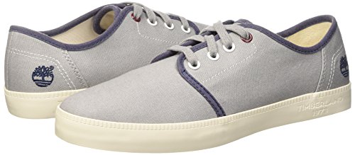 Baskets en toile canvas grises et marine Timberland, chaussures de bateau