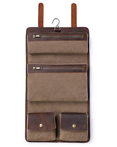 Compartimentation intérieur de la trousse de toilette homme S-Zone en toile canvas et cuir