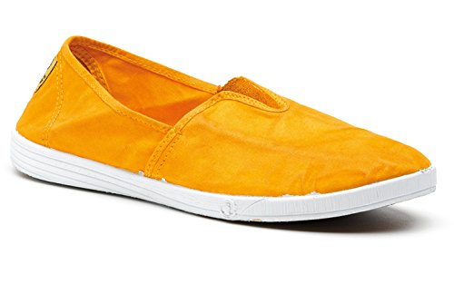 Chaussure Espadrille Vegan en toile de coton bio Natural World jaune safran