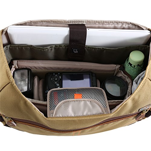 Intérieur sac bandoulière sac messenger camera bag Vanguard en toile canvas beige