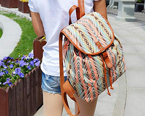 Sac à dos canvas rayé style vintage et coloré, en toile et cuir PU