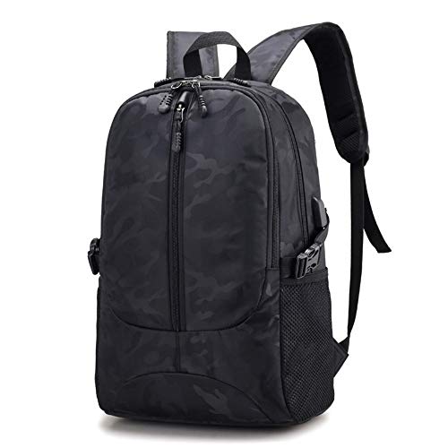 Sac à dos camouflage noir pour homme, backpack imprimé camo noir discret, avec compartiment ordinateur rembourré