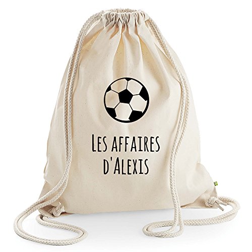 Sac à dos ficelles en toile coton bio personnalisé foot garçon