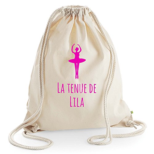 Sac à dos ficelles en toile coton bio personnalisé fille danse