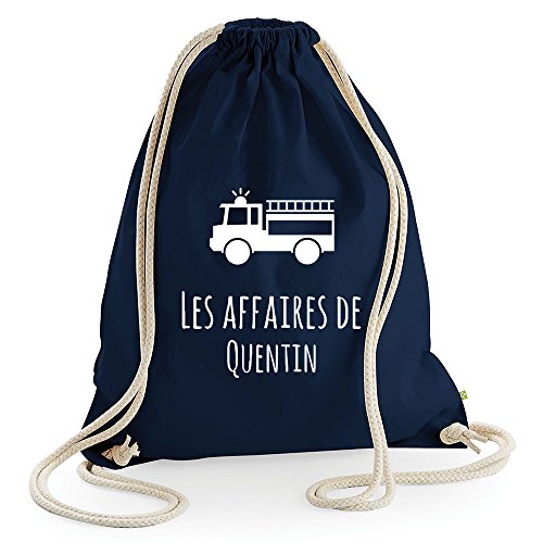 Sac à dos ficelles en toile coton bio personnalisé pompier