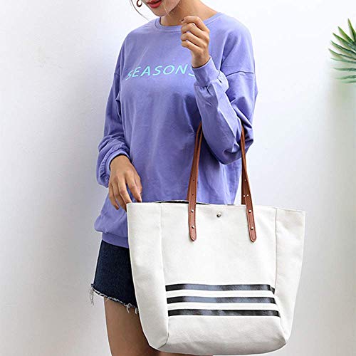 Sac rayé en toile original et chic Yunnxi blanc et 3 bandes rayées noires