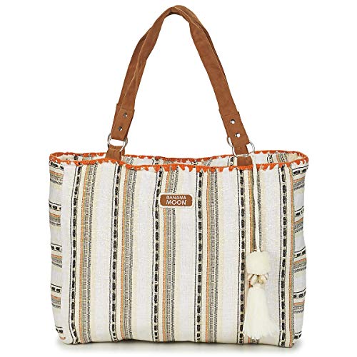 Sac de plage Banana Moon en toile rayé beige et orange