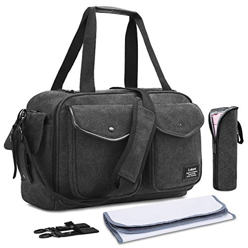 Sac bandoulière messenger sac à langer en toile avec matelas et poches isolantes