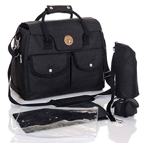 Sac bandoulière messenger sac à langer polyester noir Babymoov