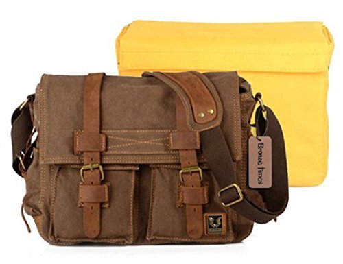 Sac bandoulière sac messenger en toile marron avec organiseur de sac