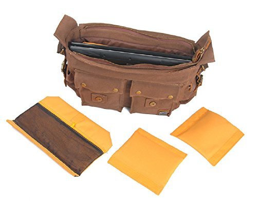 Sac bandoulière sac messenger en toile marron avec organiseur de sac