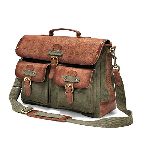 Sac bandoulière toile marron 15 pouces, style working bag