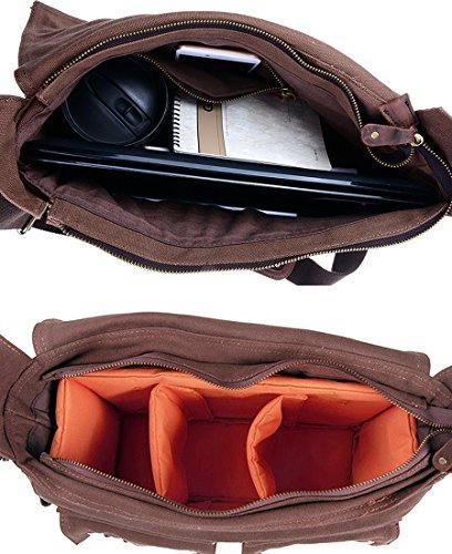 Sac bandoulière sac messenger en toile marron avec organiseur de sac