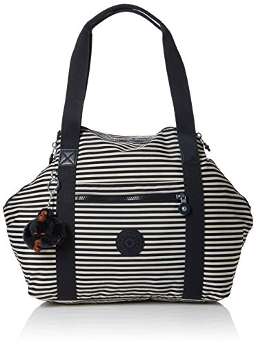 Sac bandoulière Kipling à rayures fines, style urbain rayé noir blanc