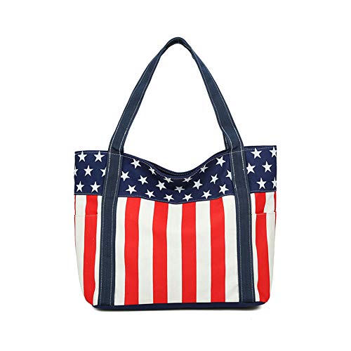 Sac cabas rayé rouge original avec étoiles style drapeau américain