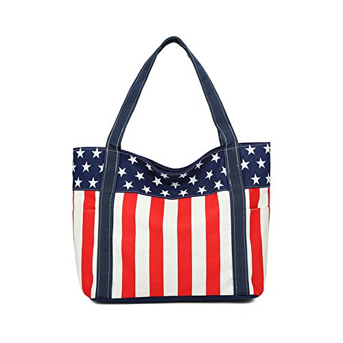 Sac cabas rayé rouge original avec étoiles style drapeau américain