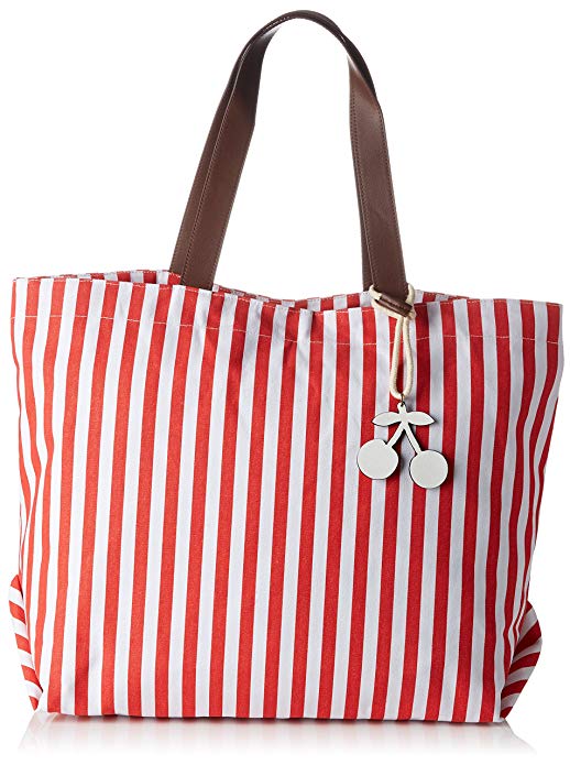 Sac en toile rouge et blanc, grand cabas signé le temps des cerises pour un look joliment rétro