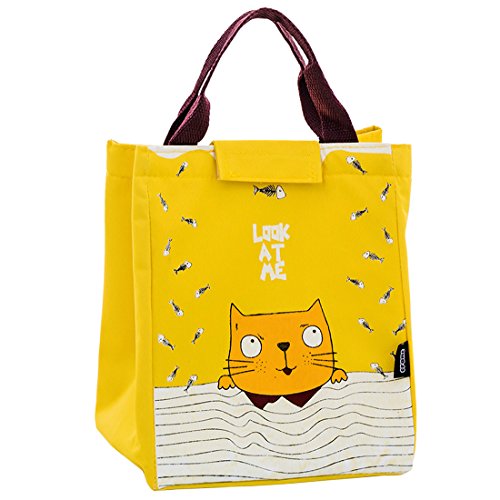 Sac goûter isotherme en toile pour enfant avec petit chat