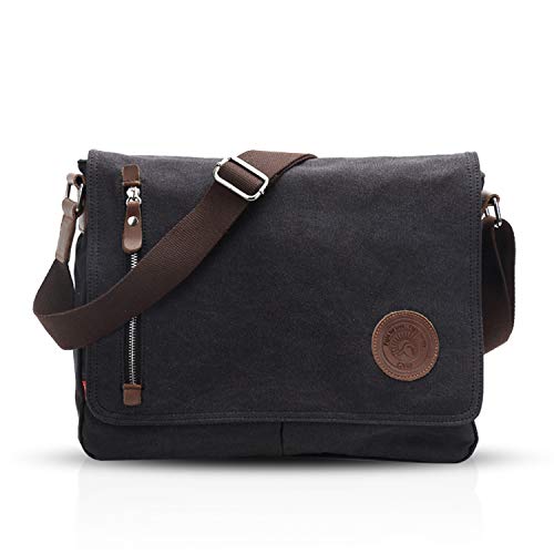 Sac messenger canvas 14 pouce toile noire, style épuré