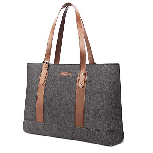 Sac tote toile canvas working girl gris pour ordinateur 15,6 pouces