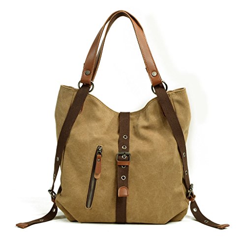 Sac Tote vintage toile canvas pour femme beige et marron