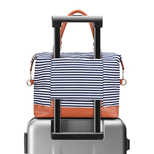 Sac week-end pour femme en toile rayée marin adaptable sur valise trolley