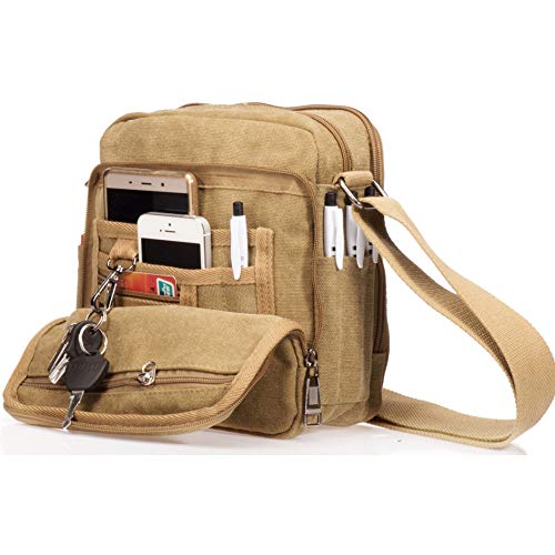 Sacs messenger Canvas tailles, Sacoche toile homme beige, Outreo