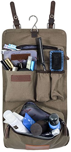 Trousse de toilette en cuir et toile canvas pliable bi-matière de Gusti cuir