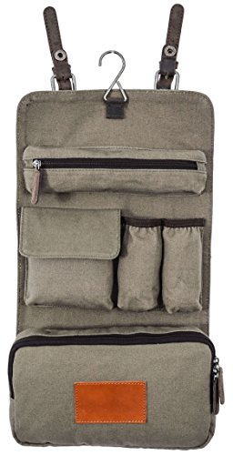 Trousse de toilette en cuir et toile canvas pliable bi-matière de Gusti cuir