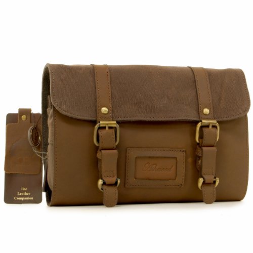 La trousse de toilette homme Ashwood en cuir pleine fleur huilé et toile marron clair