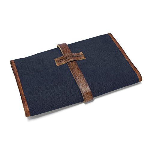 La trousse de toilette homme Drakensberg en toile marine et en cuir pleine fleur qui peut être suspendue