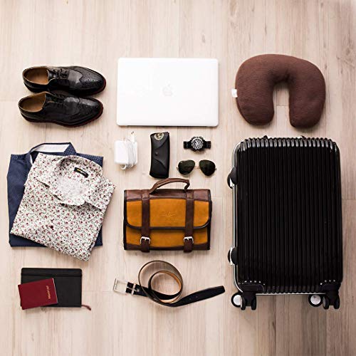 La trousse de toilette homme en toile cognac et en cuir PU qui peut être suspendue Vetelli